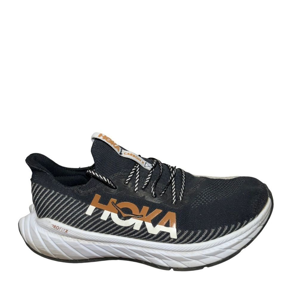Hoka Men's Black White and Tan Running Shoe - Carbon X 2 Style size 13 D